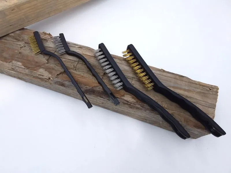 Kleines Drahtbürsten Set Messing und Stahl | 4-teilig