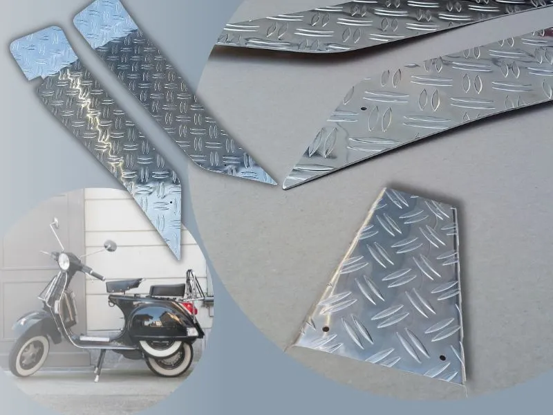 Rollertrittbleche Alu Riffel silber eloxiert passend für Peugeot Speedfight 1+2 2teilig