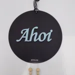 Ideenreich Design Deko Board Alu schwarz mit 3D Holzschriftzug |Ahoi|