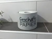 Toilettenpapier-Aufbewahrung hellgrau mit Aufschrift | Geschäftspapier